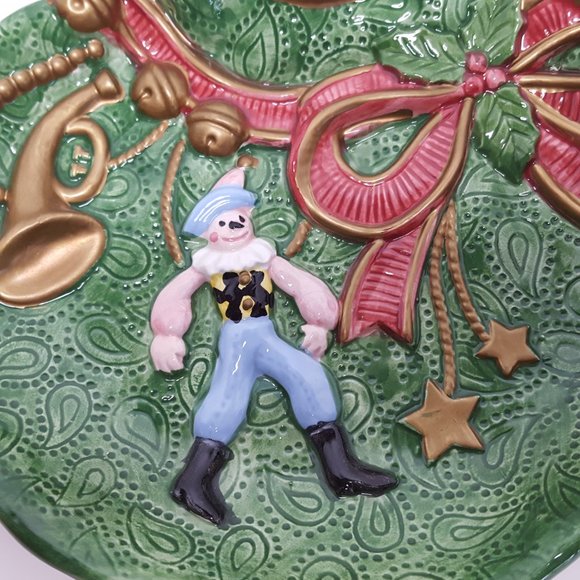 Vintage Fitz & Floyd Ceramic Serving Plate Christmas Holiday Cookie Snack Canape - Picture 5 of 8
